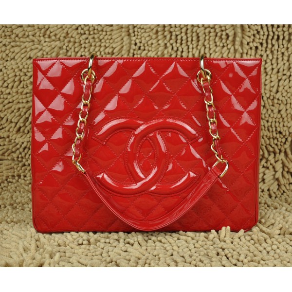 Chanel A20995 Gst Tote In Vernice Rossa Con Hardware Oro