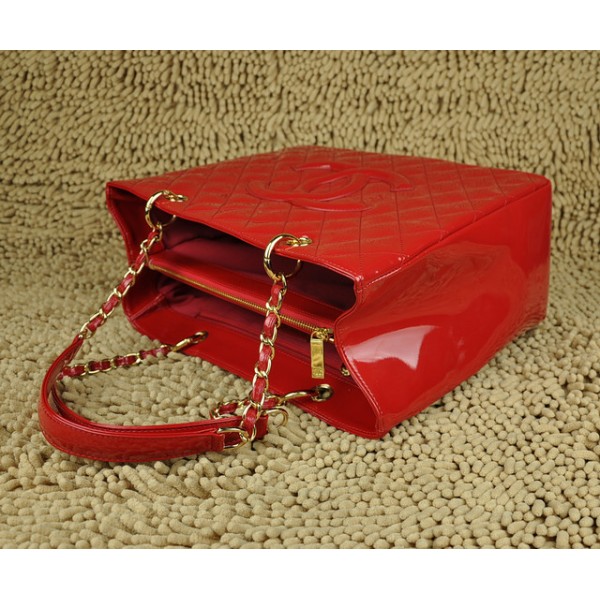 Chanel A20995 Gst Tote In Vernice Rossa Con Hardware Oro