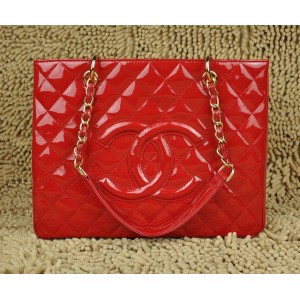 Chanel A20995 Gst Tote In Vernice Rossa Con Hardware Oro