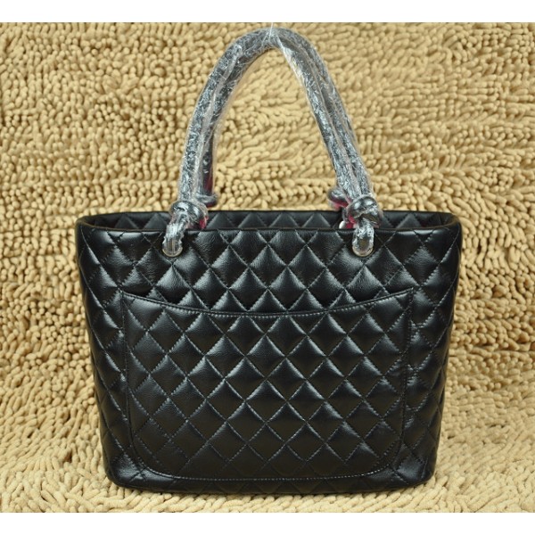 Chanel A25169 Borsa In Pelle Di Agnello Nero Con Logo Cc Vernice