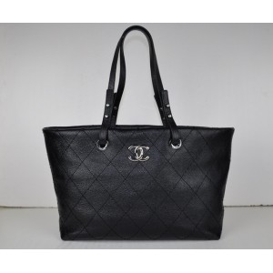 Chanel A48020 Nero Grande Borsa Trapuntata Di Vitello Grana