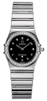 Omega Constellation Series Black Inlaid Diamond Jewelry Ladies Watch 1475.51