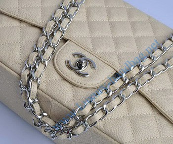 Chanel 2.55 Flap Bag 28600 Cream with silver chain