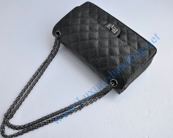 Chanel 2.55 Flap Bag 30226 elephantskin black with silver-grey chain
