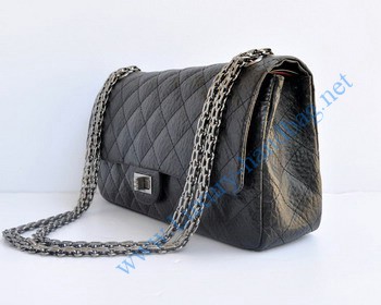 Chanel 2.55 Flap Bag 30226 elephantskin black with silver chain