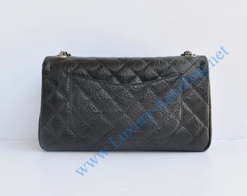 Chanel 2.55 Flap Bag 30226 elephantskin black with silver chain