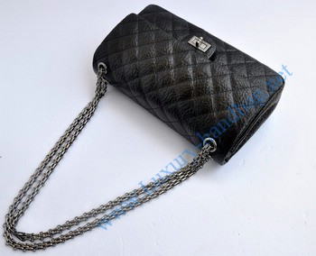 Chanel 2.55 Flap Bag 30226 elephantskin black with silver chain