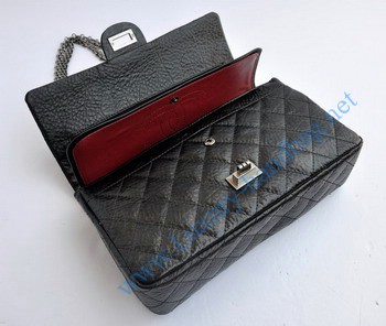 Chanel 2.55 Flap Bag 30226 elephantskin black with silver chain