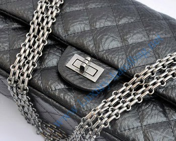 Chanel 2.55 Flap Bag 30226 elephantskin black with silver chain