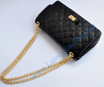 Chanel 2.55 Flap Bag 30226 elephantskin black with gold chain