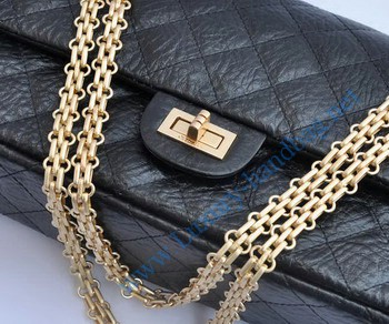 Chanel 2.55 Flap Bag 30226 elephantskin black with gold chain