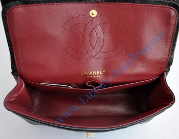 Chanel 2.55 Flap Bag 30226 elephantskin black with gold chain