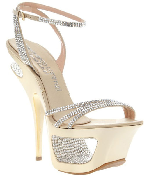 Gianmarco Lorenzi Cut-out Platform Sandals GL023 Silver Rhinestone