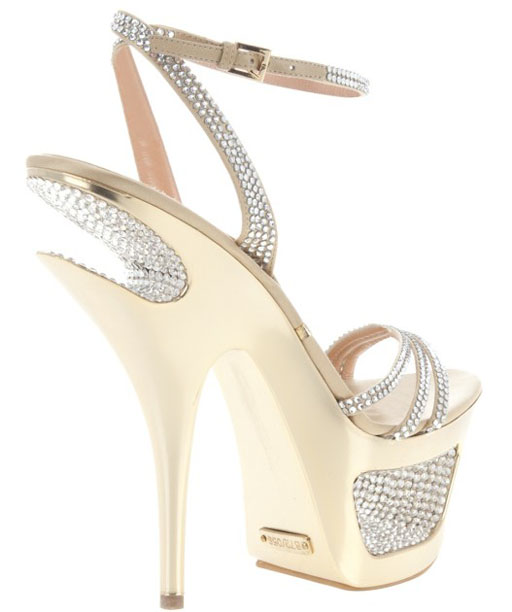 Gianmarco Lorenzi Cut-out Platform Sandals GL023 Silver Rhinestone