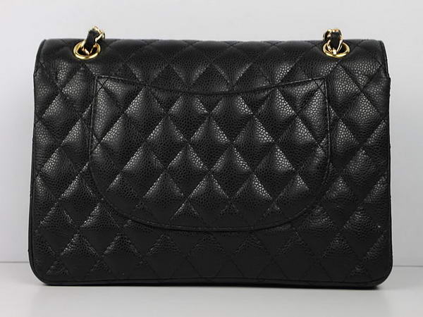 Chanel 2.55 Series Caviar Leather Flap Bag A01112 Black Golden