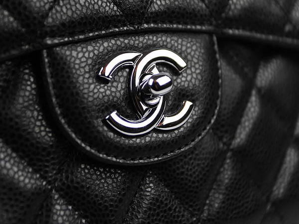 Chanel 2.55 Series Caviar Leather Large Flap Bag A36070 Black