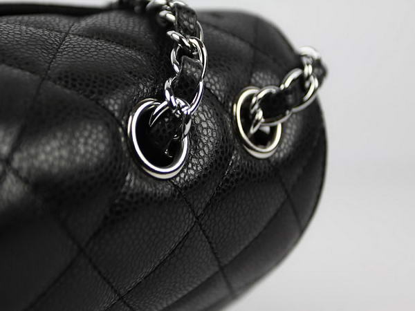 Chanel 2.55 Series Caviar Leather Large Flap Bag A36070 Black Silver