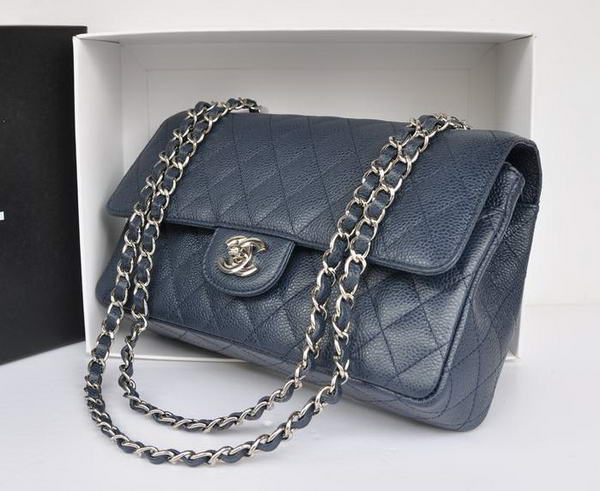 Chanel A1112 2.55 Series Flap Bag Original Cannage Leather Blue