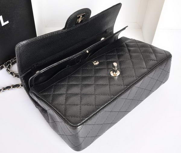 Chanel A1112 2.55 Series Flap Bag Original Caviar Leather Black