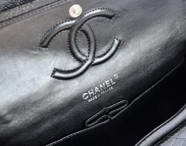 Chanel A1112 2.55 Series Flap Bag Original Caviar Leather Black