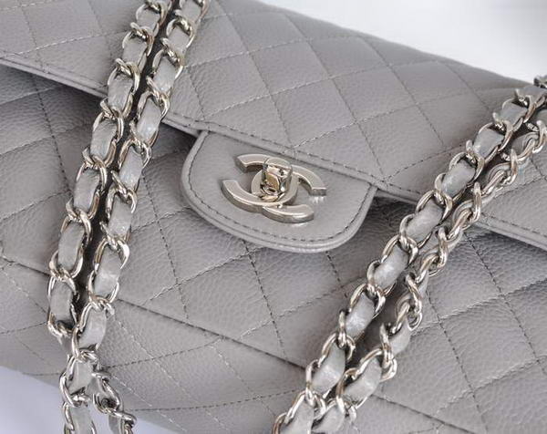 Chanel A1112 2.55 Series Flap Bag Original Caviar Leather Grey