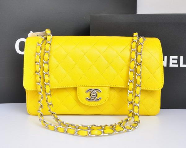 Chanel A1112 2.55 Series Flap Bag Original Caviar Leather Yellow