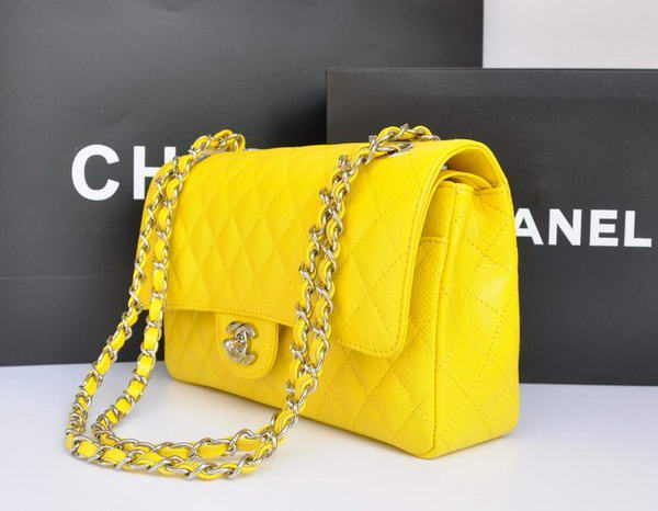 Chanel A1112 2.55 Series Flap Bag Original Caviar Leather Yellow