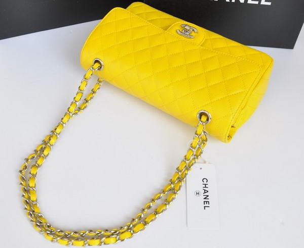 Chanel A1112 2.55 Series Flap Bag Original Caviar Leather Yellow