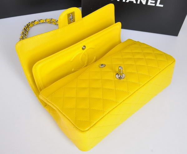 Chanel A1112 2.55 Series Flap Bag Original Caviar Leather Yellow