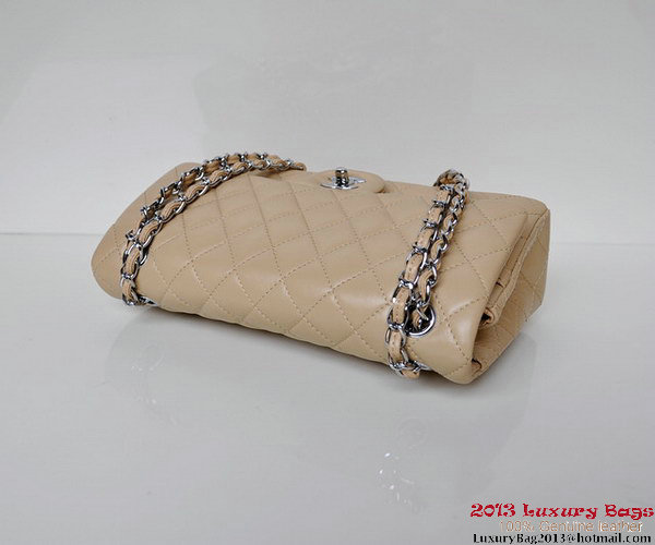 Chanel A01112 Classic Flap Bag Apricot Sheepskin Silver