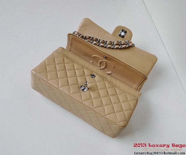 Chanel A01112 Classic Flap Bag Apricot Sheepskin Silver