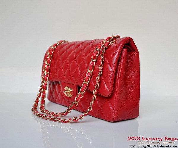 Chanel A01112 Classic Flap Bag Red Sheepskin Gold