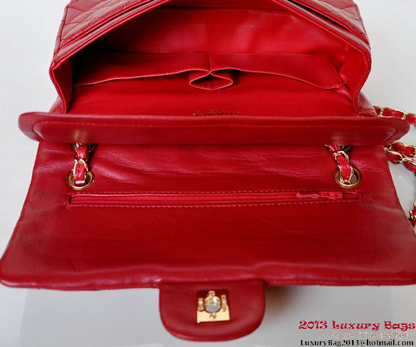 Chanel A01112 Classic Flap Bag Red Sheepskin Gold