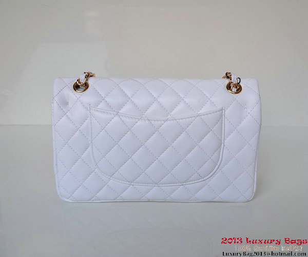 Chanel A01112 Classic Flap Bag White Sheepskin Gold