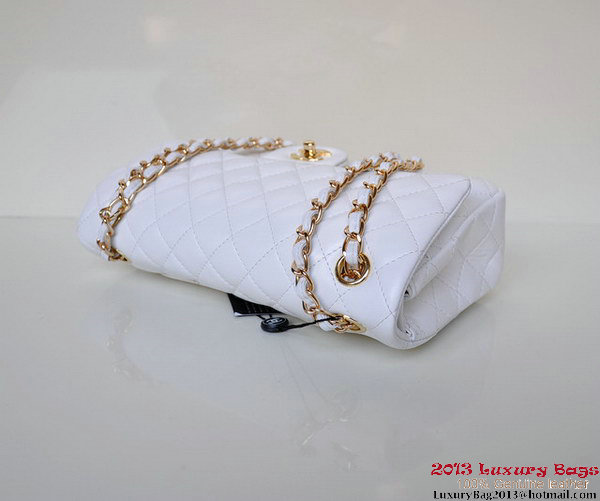 Chanel A01112 Classic Flap Bag White Sheepskin Gold