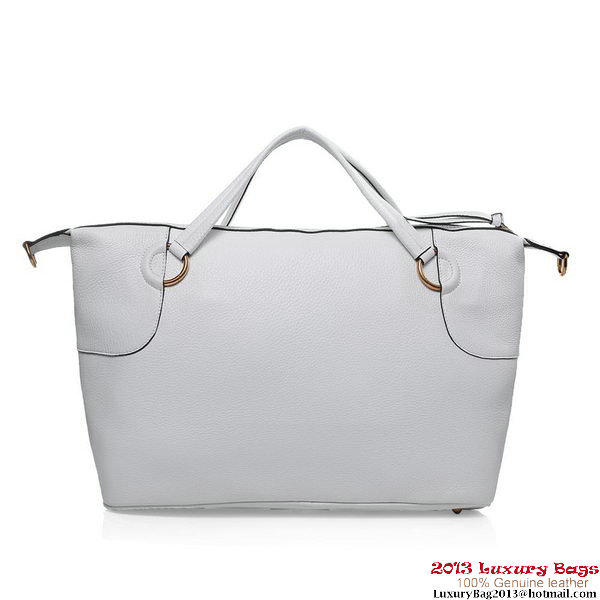 Gucci 309529 A7MPT 9022 Twill White Leather Top Handle Bag