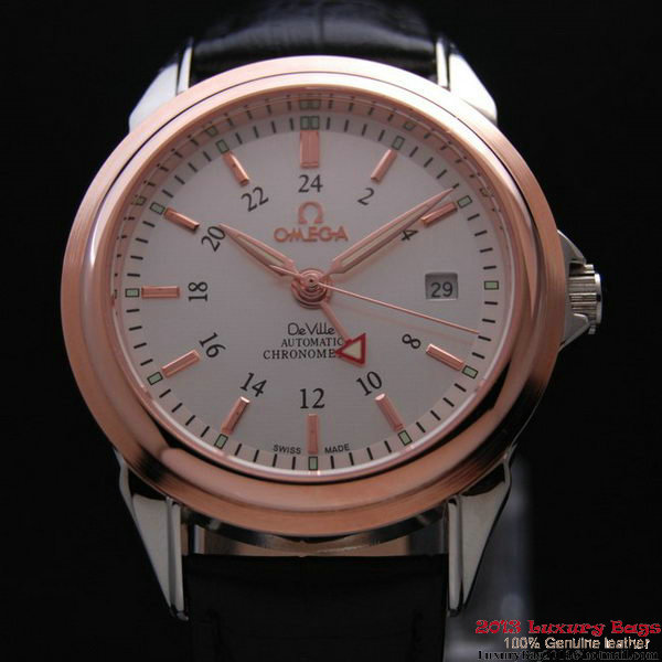 OMEGA DE VILLE Automatic Chronometer Red Gold on Black Leather Strap OM77211