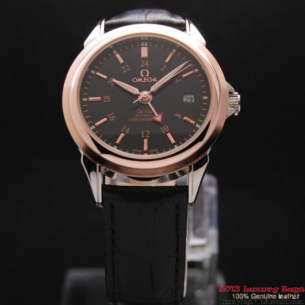 OMEGA DE VILLE Automatic Chronometer Red Gold on Black Leather Strap OM77213