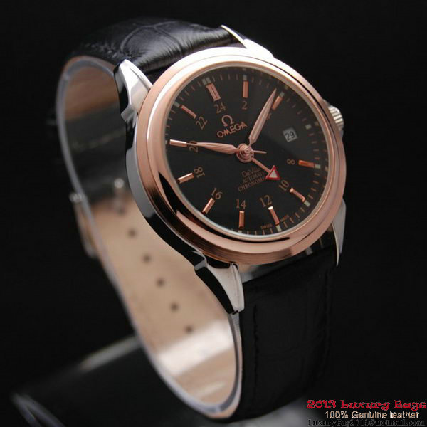 OMEGA DE VILLE Automatic Chronometer Red Gold on Black Leather Strap OM77213