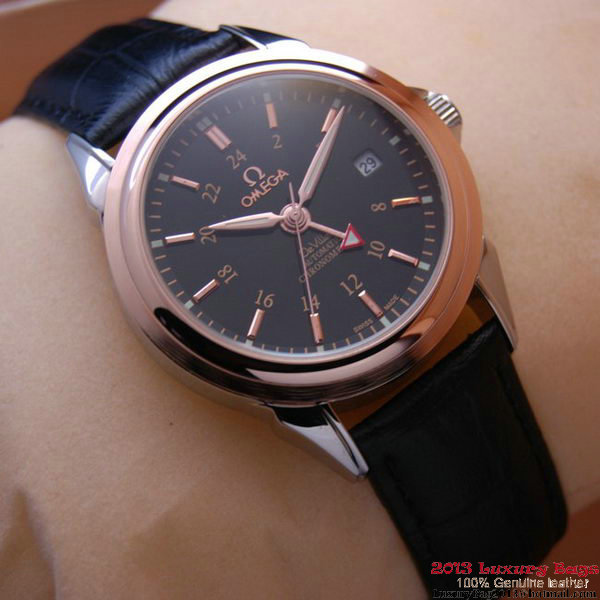 OMEGA DE VILLE Automatic Chronometer Red Gold on Black Leather Strap OM77213