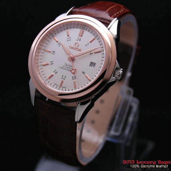 OMEGA DE VILLE Automatic Chronometer Red Gold on Brown Leather Strap OM77210