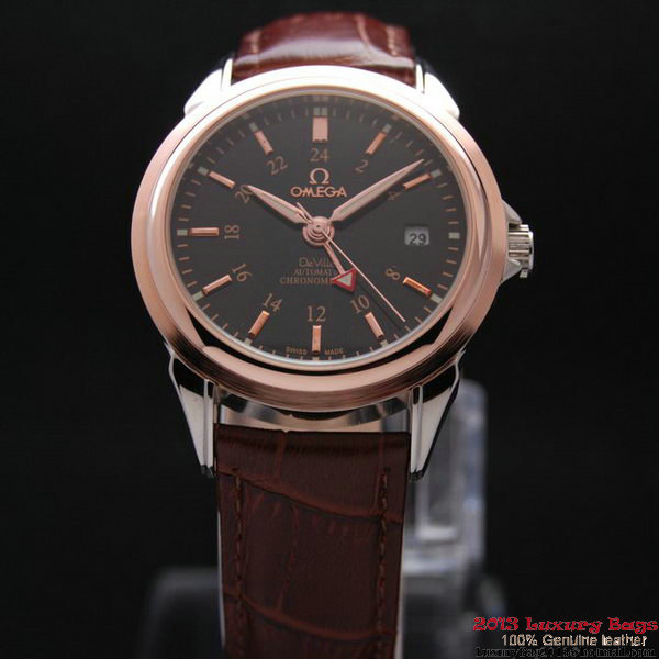 OMEGA DE VILLE Automatic Chronometer Red Gold on Brown Leather Strap OM77212