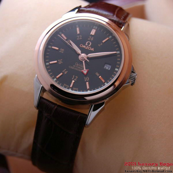 OMEGA DE VILLE Automatic Chronometer Red Gold on Brown Leather Strap OM77212