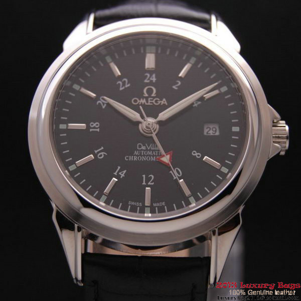 OMEGA DE VILLE Automatic Chronometer Steel on Black Leather Strap OM77204