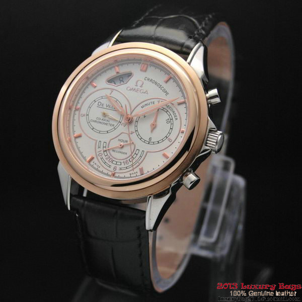 OMEGA DE VILLE CO-AXIAL CHRONOSCOPE Red Gold on Black Leather Strap OM77419