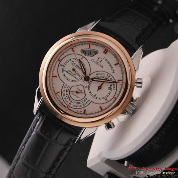 OMEGA DE VILLE CO-AXIAL CHRONOSCOPE Red Gold on Black Leather Strap OM77419