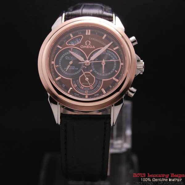 OMEGA DE VILLE CO-AXIAL CHRONOSCOPE Red Gold on Black Leather Strap OM77421