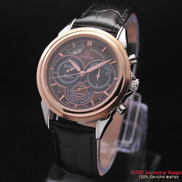 OMEGA DE VILLE CO-AXIAL CHRONOSCOPE Red Gold on Black Leather Strap OM77421