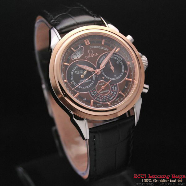 OMEGA DE VILLE CO-AXIAL CHRONOSCOPE Red Gold on Black Leather Strap OM77421