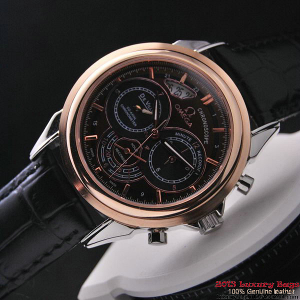 OMEGA DE VILLE CO-AXIAL CHRONOSCOPE Red Gold on Black Leather Strap OM77421